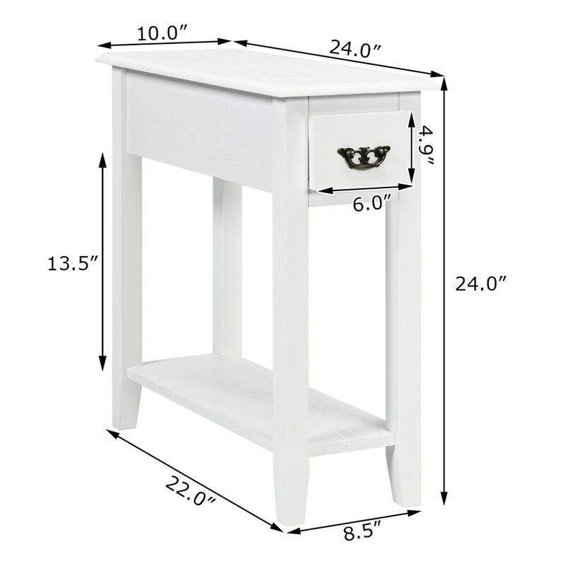 Gymax Set of 2 Nightstand 2 Tier End Bedside Sofa Side Table w/Drawer