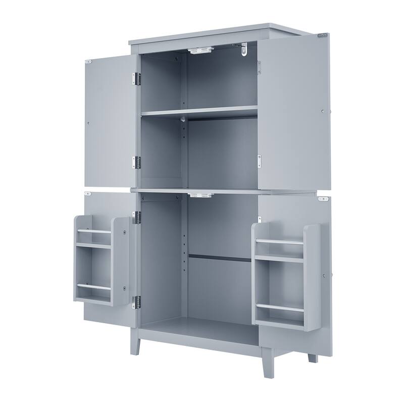 GDFStudio - Amelia Tall Freestanding Bathroom Cabinet with Adjustable Shelves and Secure Storage