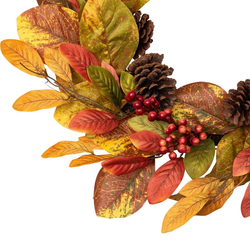Leaves Berries Twig Artificial Thanksgiving Wreath - 26-Inch, Unlit