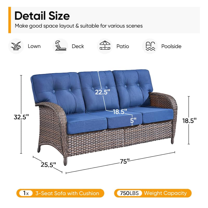 Pocassy Ooutdoor Patio Sofa Chairs Funiture Set