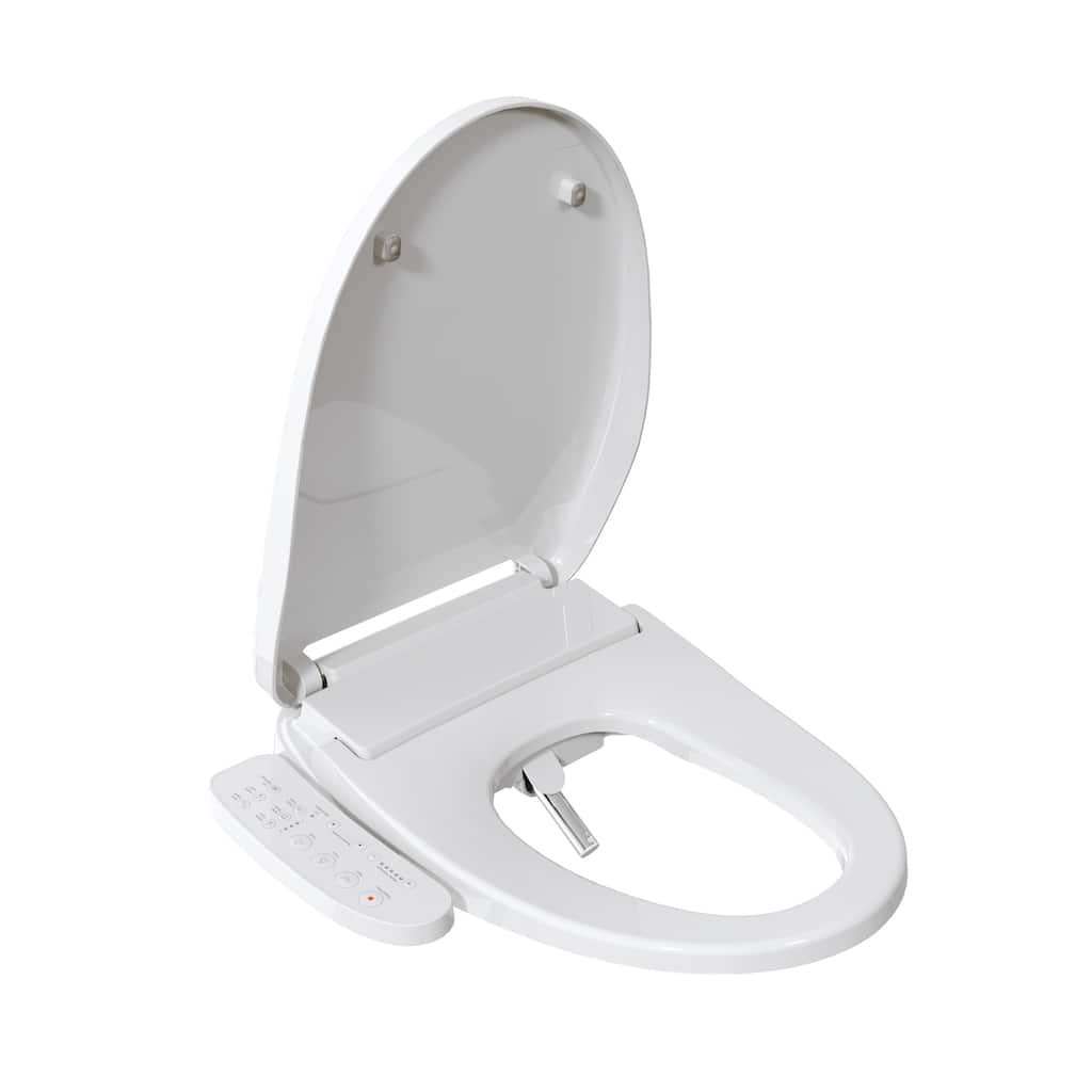 HOROW Electric Heated Bidet Seat for Elongated Toilet with Contemporary Lid in. White