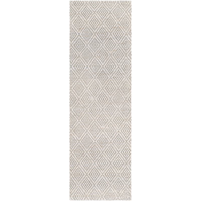 Artistic Weavers Barrow Diamond Bohemian Jute Area Rug - 2'6" x 8' Runner - Cream