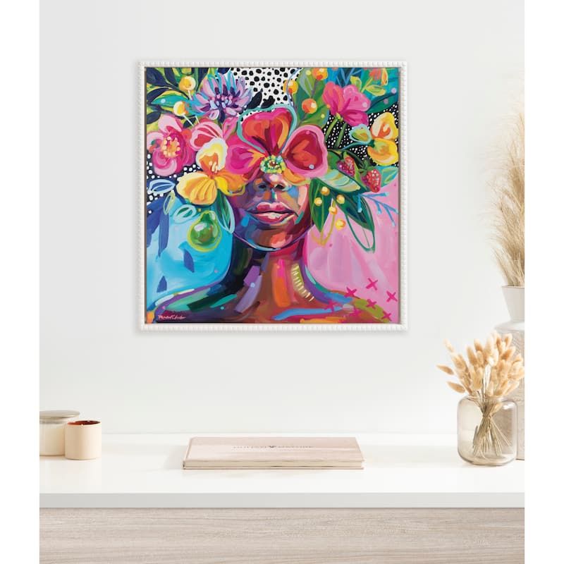 Kate and Laurel Sylvie Beaded She Was A Curious Mind Framed Canvas by Rachel Christopoulos