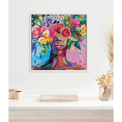 Kate and Laurel Sylvie Beaded She Was A Curious Mind Framed Canvas by Rachel Christopoulos