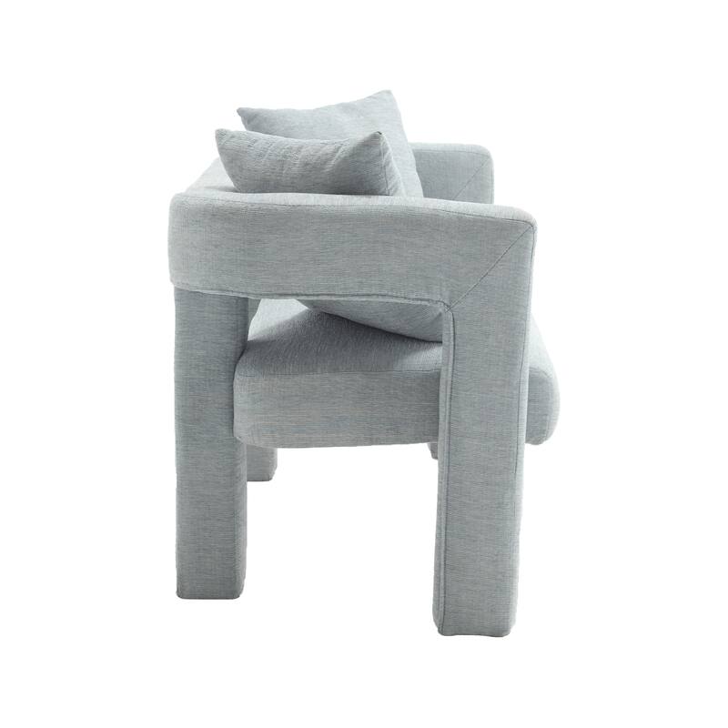 Modern Chenille 2-Seater Sofa Small Upholstered Loveseat with 2 Pillows, Arc Backrest, for Bedroom Living Room, Study