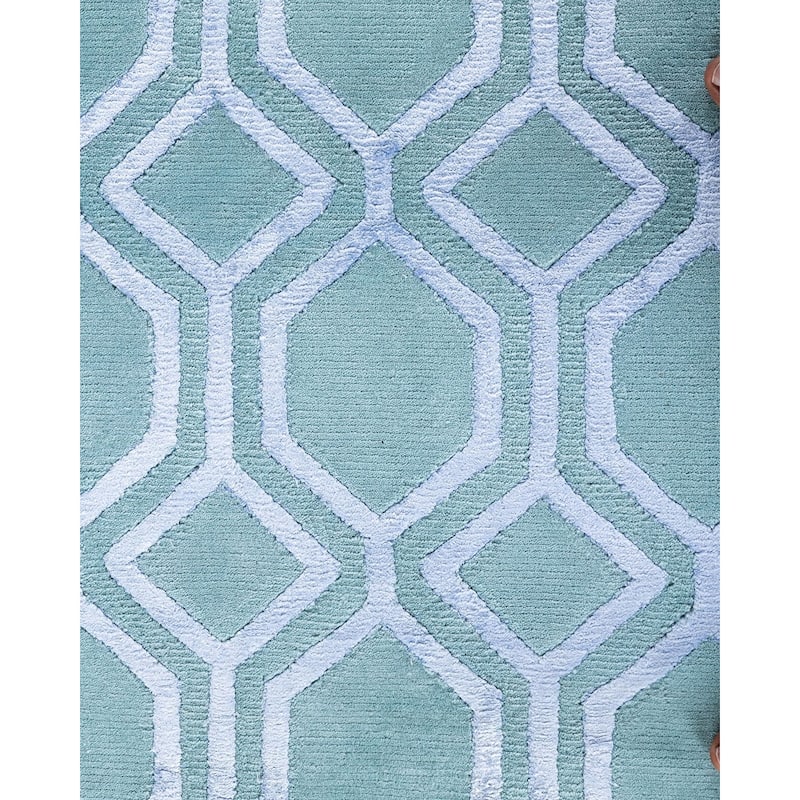 Modern One-of-a-Kind Handmade Area Rug - Blue, 9' 3" x 12' 1" - 9' 3" x 12' 1"