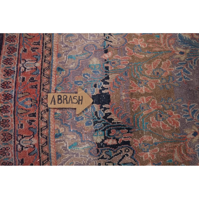Distressed Mahal Persian Vintage Runner Rug Hand-Knotted Wool Carpet - 3'7" x 8'10"