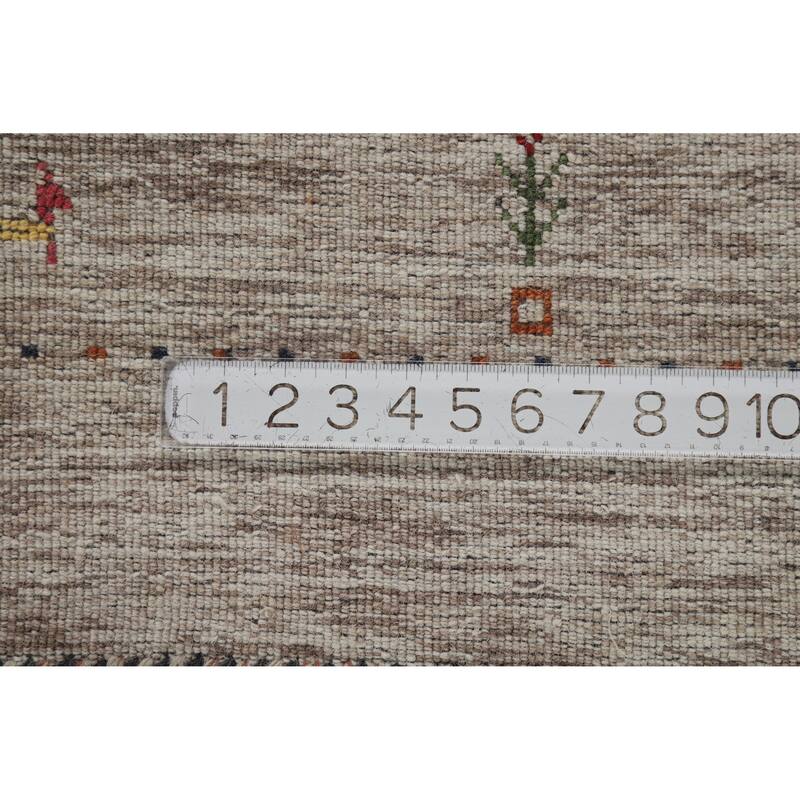 Hand Knotted Oriental 100% Wool Carpet Tribal Stripe Beige & Ivories Gabbeh Area Rug - 5' 9'' X 3' 9''