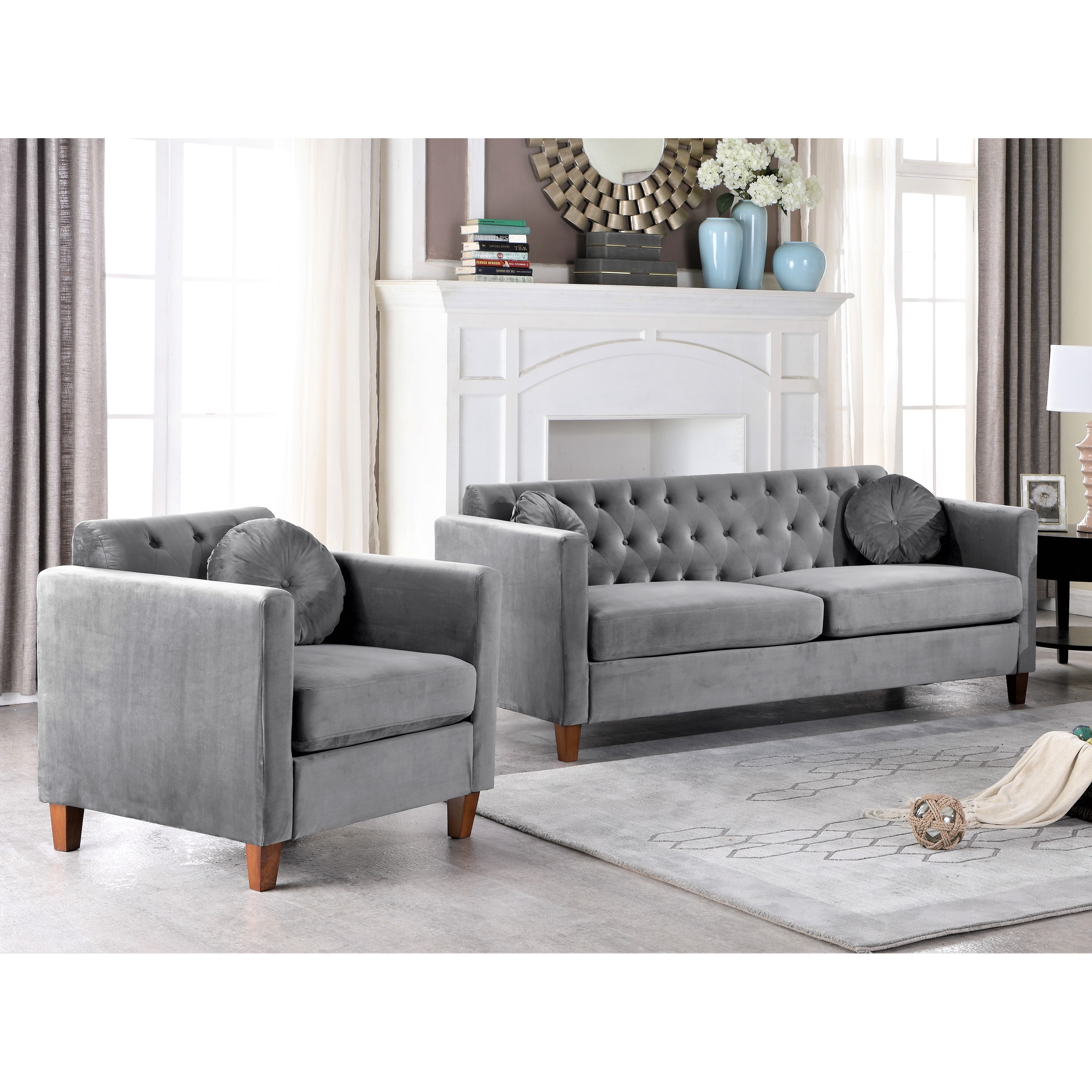 Persaud velvet outlet classic chesterfield armchair