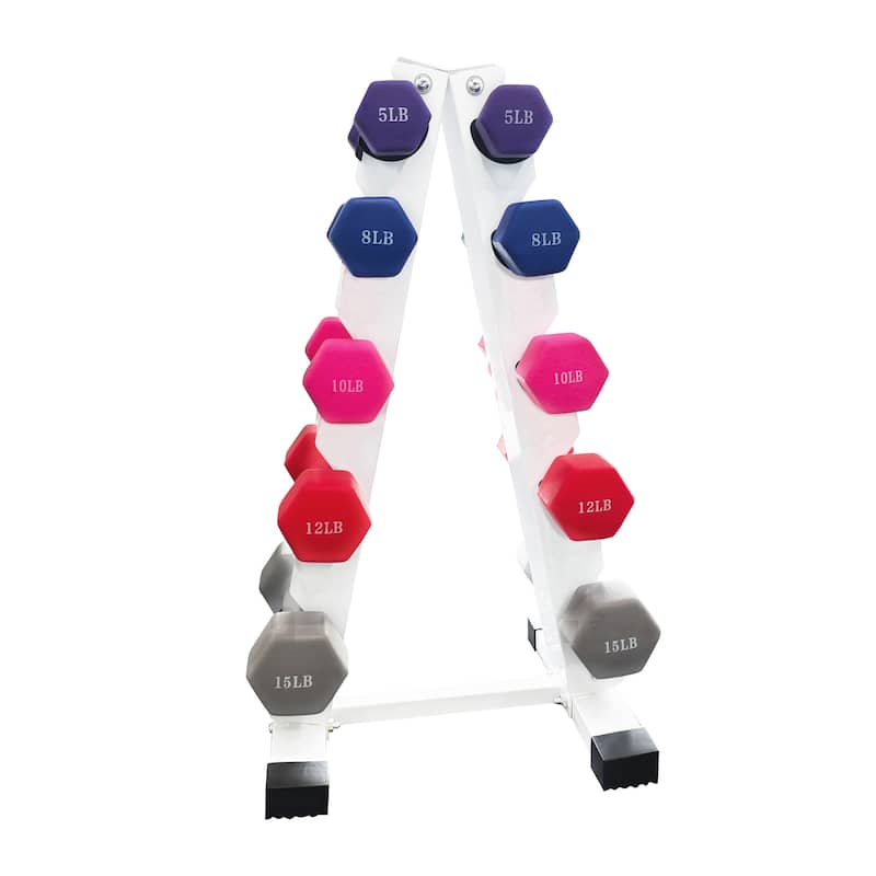 6-10 Pair Iron and Rubber Dumbbell Set 5-15 lbs Hand Free Weight - Multi