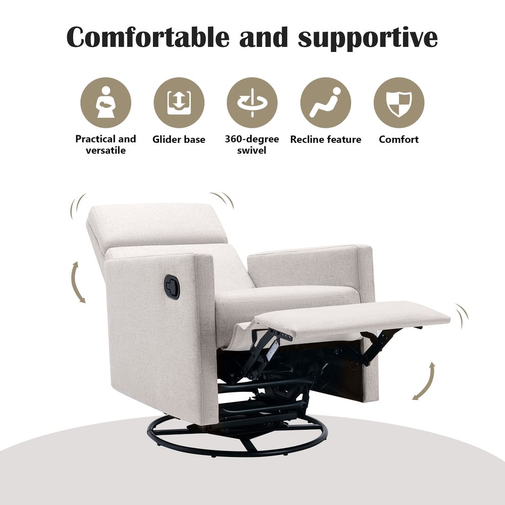 Swivel Gliders Chairs Upholstered Recliners Chair Modern Tilt Rocking Chair for Nursery Chairs with Adjustable Headrest Footrest