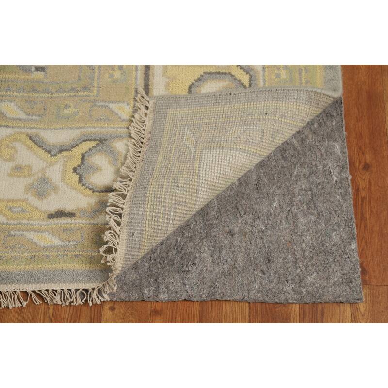 Silver Gray Oushak Indian Area Rug Handmade Oriental Wool Carpet - 7'10" x 9'11"