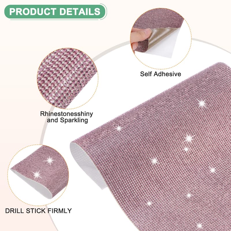 1 Roll Crystal Rhinestone Ribbon, for DIY - Light Purple - 15.75 Inch x 9.45 Inch