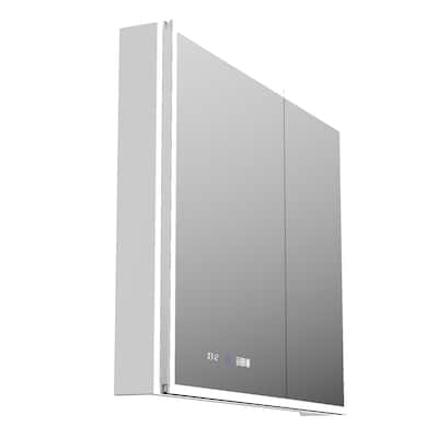 Modland 30"-48"W x 32"H Medicine Cabinet LED Mirrored Wall Mounted Bathroom Mirror with Storage