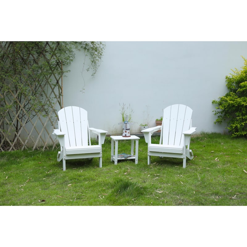 Weather-Resistant Adirondack Chair with Cup Holder & Folding Design - White