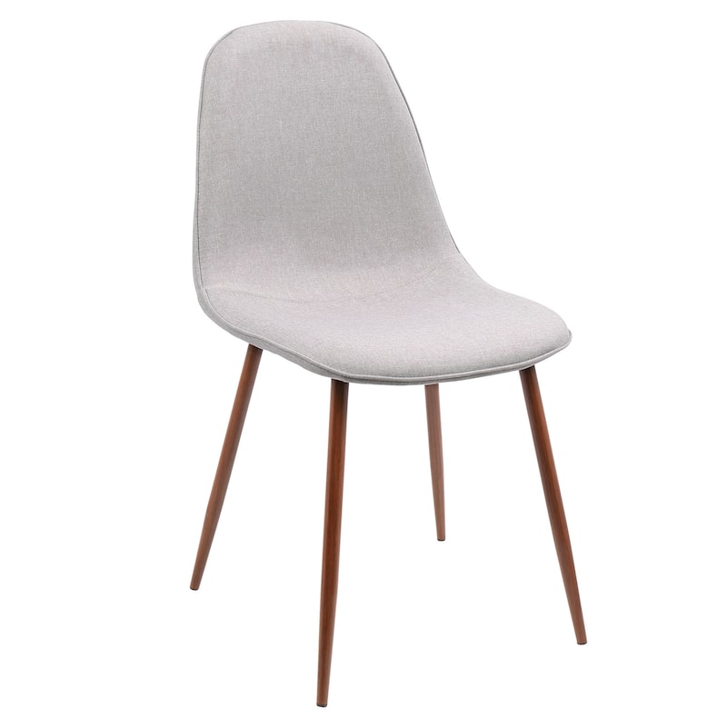 2 Gray Fabric Walnut Wood Pebble Modern Dining Accent Chair 35"