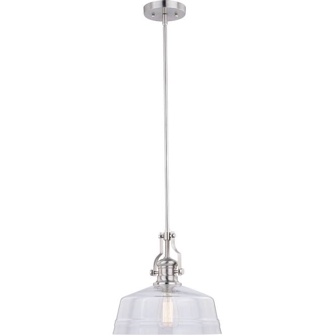 Vaxcel Lighting Beloit Single Light 12" Wide Pendant with A Glass - Satin Nickel