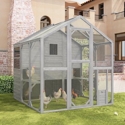Fir Wood Cat Villa Dual-Story Predator-Safe Outdoor Sanctuary for Pets - 66.5"X72.6“X74.1"