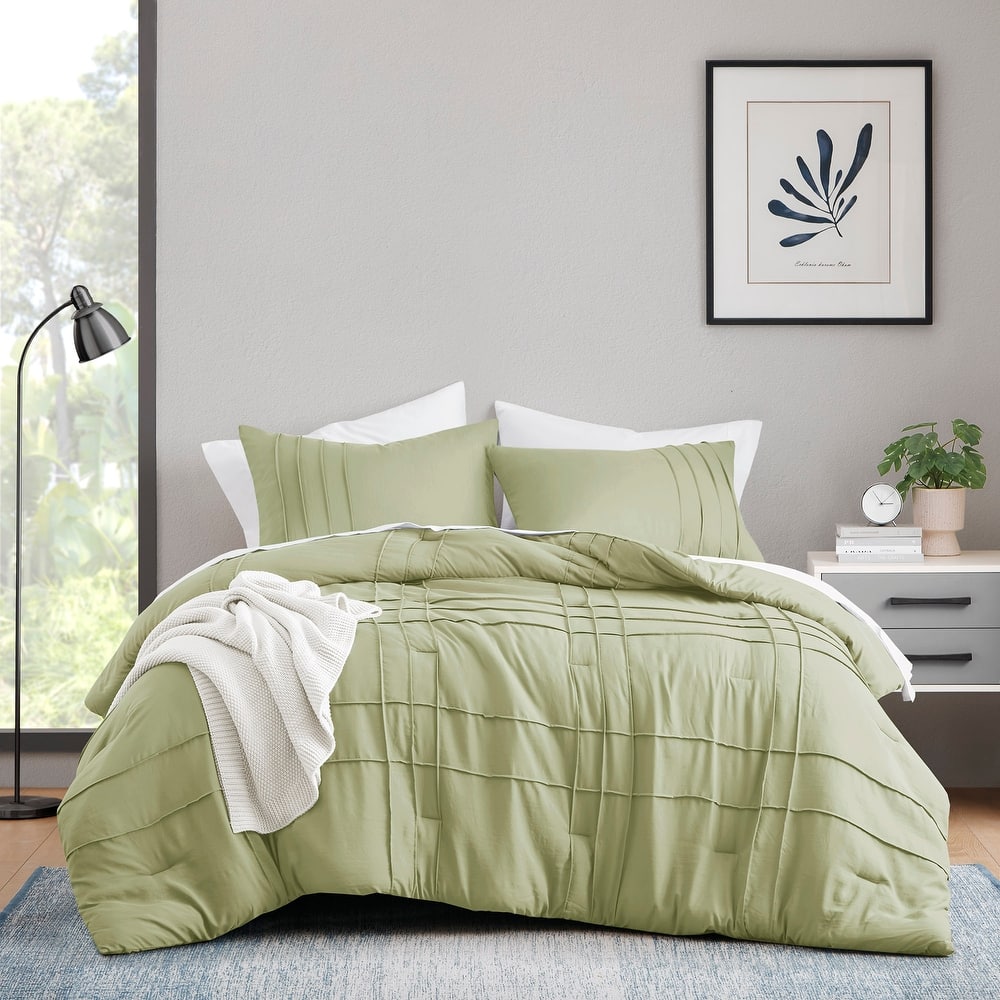 Chelsea Square Evans Pinch Pleated Soft Washed Boho Comforter Set