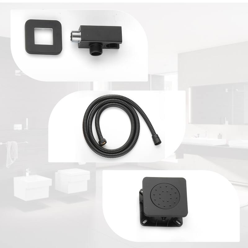 4-Mode Complete 24'' Rain and Waterfall Shower System with 3 Body Jets and Handheld Showerhead