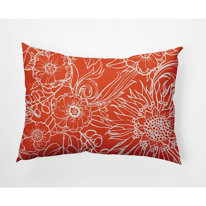 Zentangle Decorative Indoor/Outdoor Pillow - 14" x 20" - Bright Orange