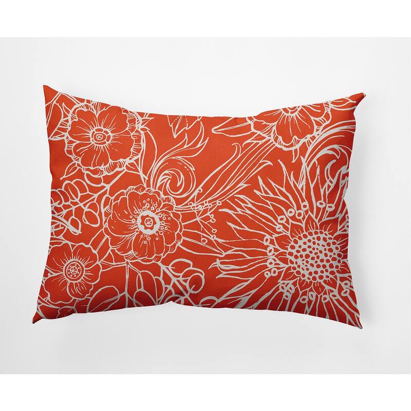 Zentangle Decorative Indoor Pillow - Bright Orange - 14" x 20"