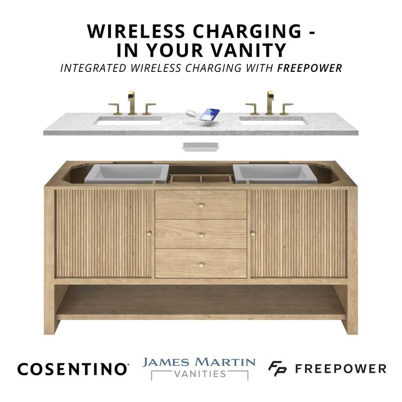 Gracyn 72" Double Vanity, Sable, w/FreePower Wireless Charger