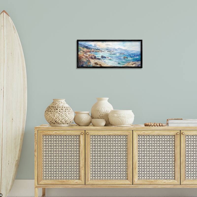 Stupell Blue Toned Beach Edge Framed Giclee Art Design By Heidi Kuntz