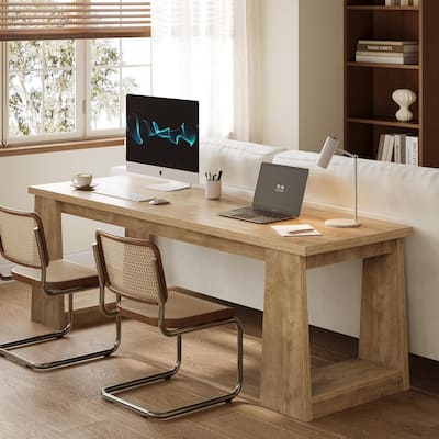 86.6" Two Person Office Desk Computer Desk, Gaming Double Desks for 2 People, Wood Large Writing Table, Home Office Workstation