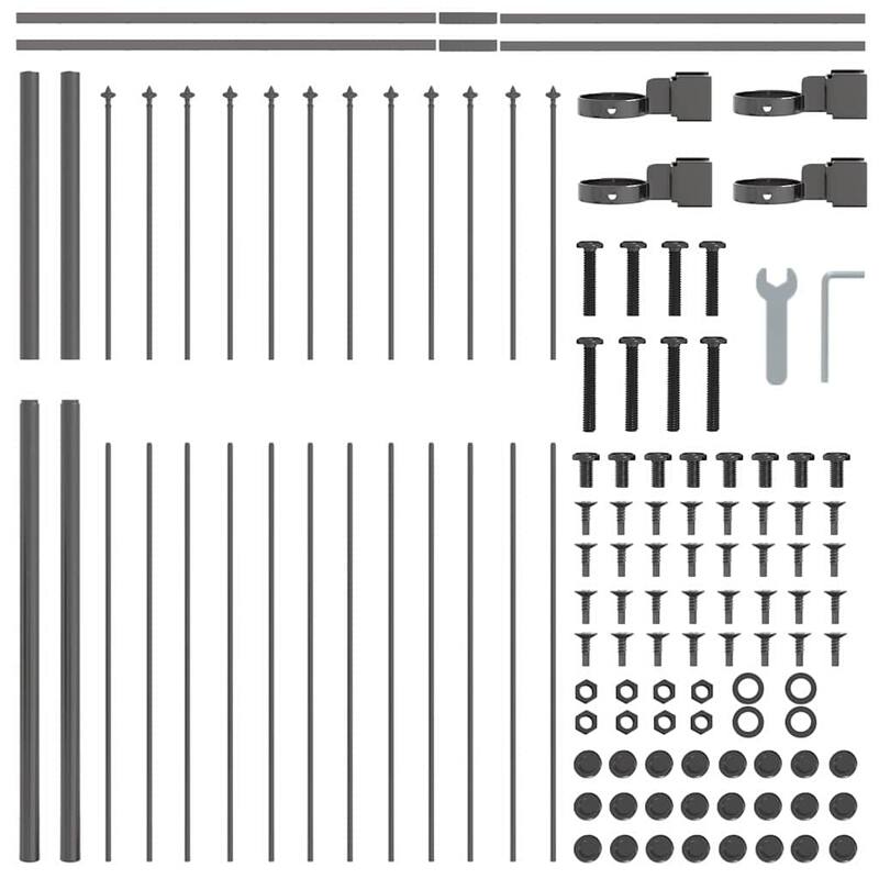 vidaXL Garden Fence Gray Powder-coated steel