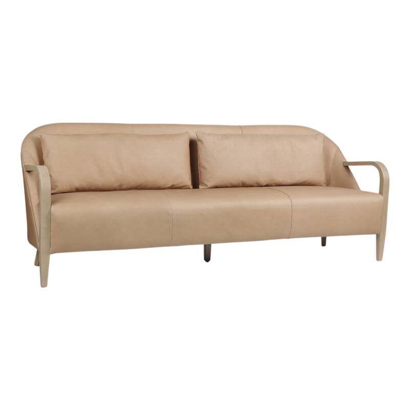 Fabric Sofa Couch Loveseat Combo Arms Mid-Century Design - 33" Tan - 87" x 30" x 32.5"