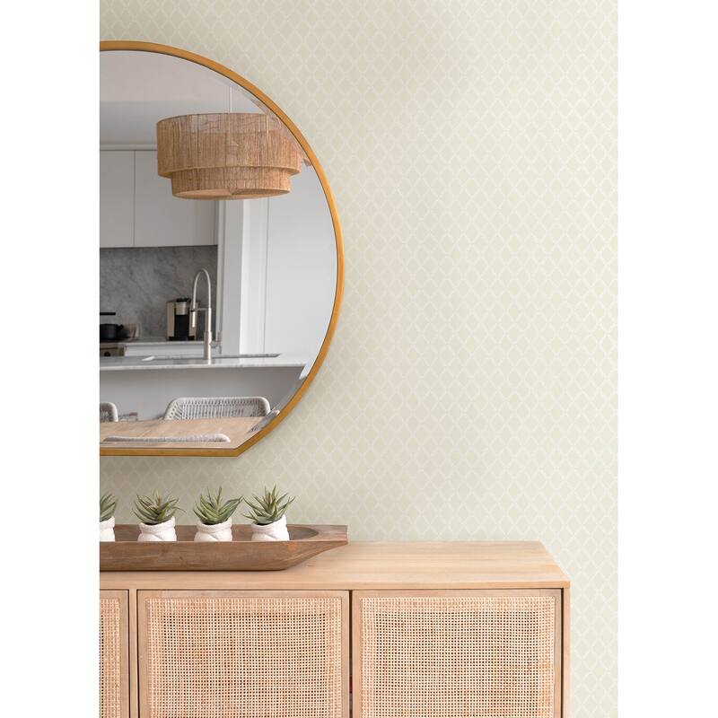 A-Street Prints Trevor Khaki Leaf Trellis Wallpaper