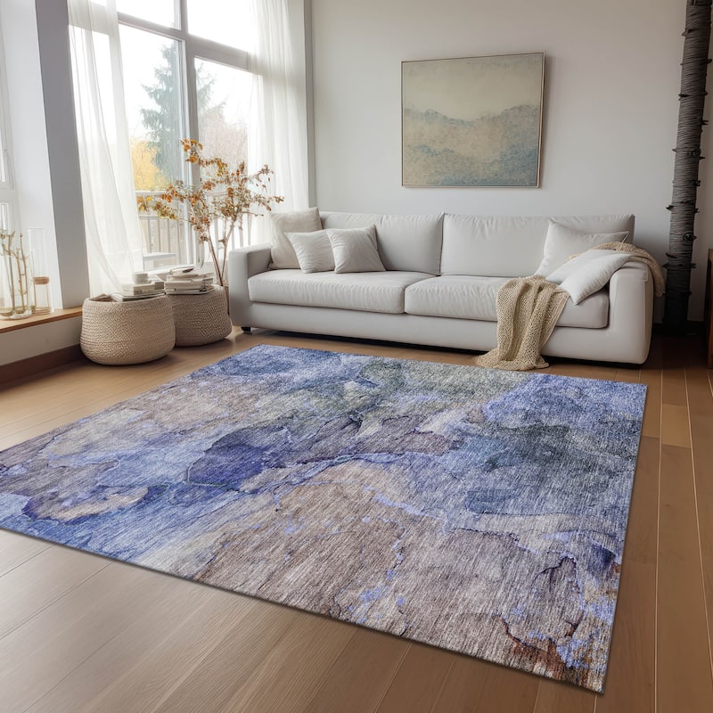 Machine Washable Indoor/ Outdoor Chantille Abstract Modern Rug
