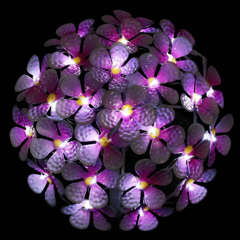 Exhart Solar Metal Hydrangea Garden Stake with Twenty Six LED lights, 7 by 21 Inches