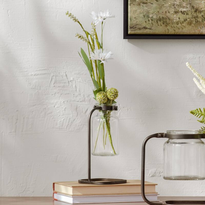 Bottle Vase in Iron Stand (Set of 4)