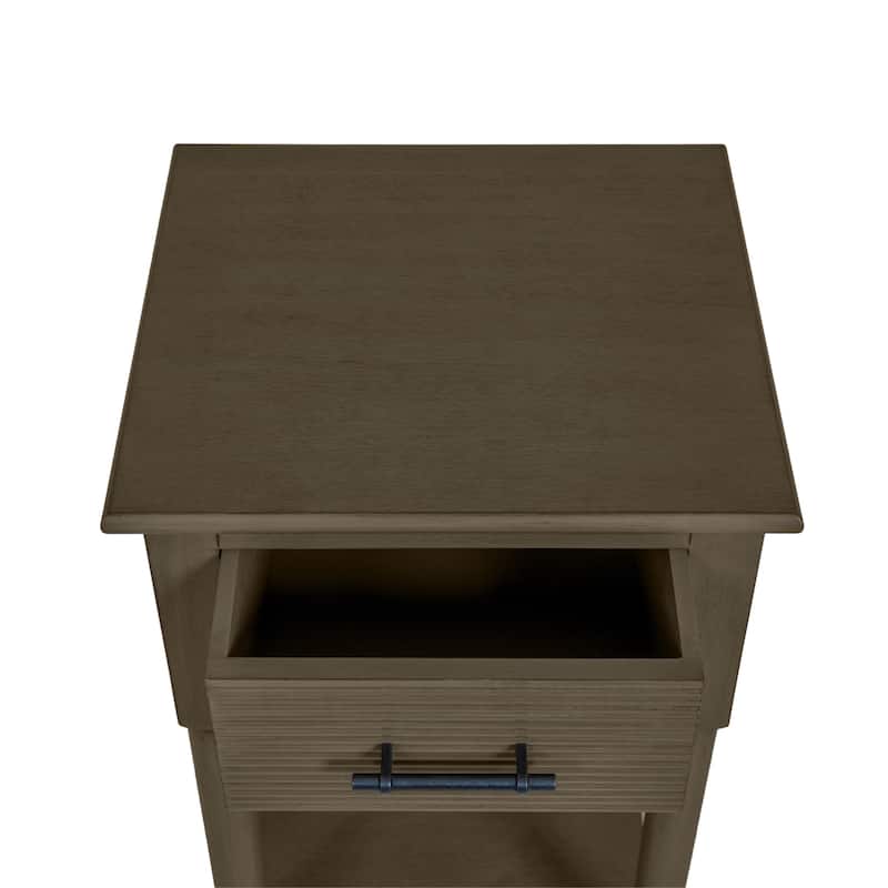 Azalea Park Ribbed Drawer Wood Accent Table with Shelf - 14 W x 13.40 D x 28 H
