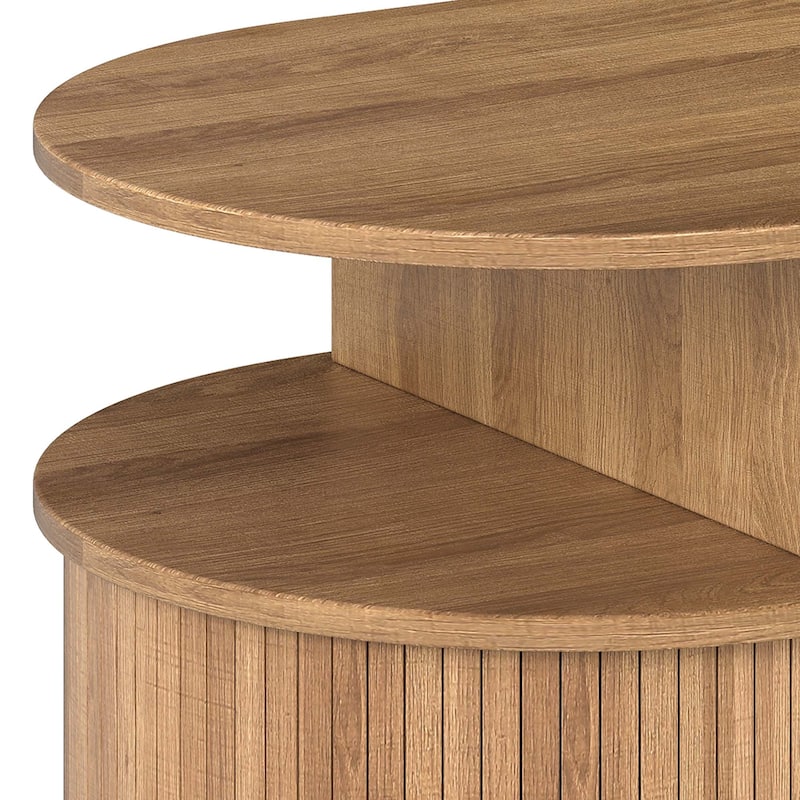 Moasis Oval Fluted Coffee Table with Sliding Doors