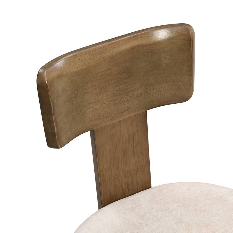 Fabric Dining Chairs Set of 2, T-Back Upholstered Dining Room Chairs with Rubber Wood Legs, Living Room Chairs