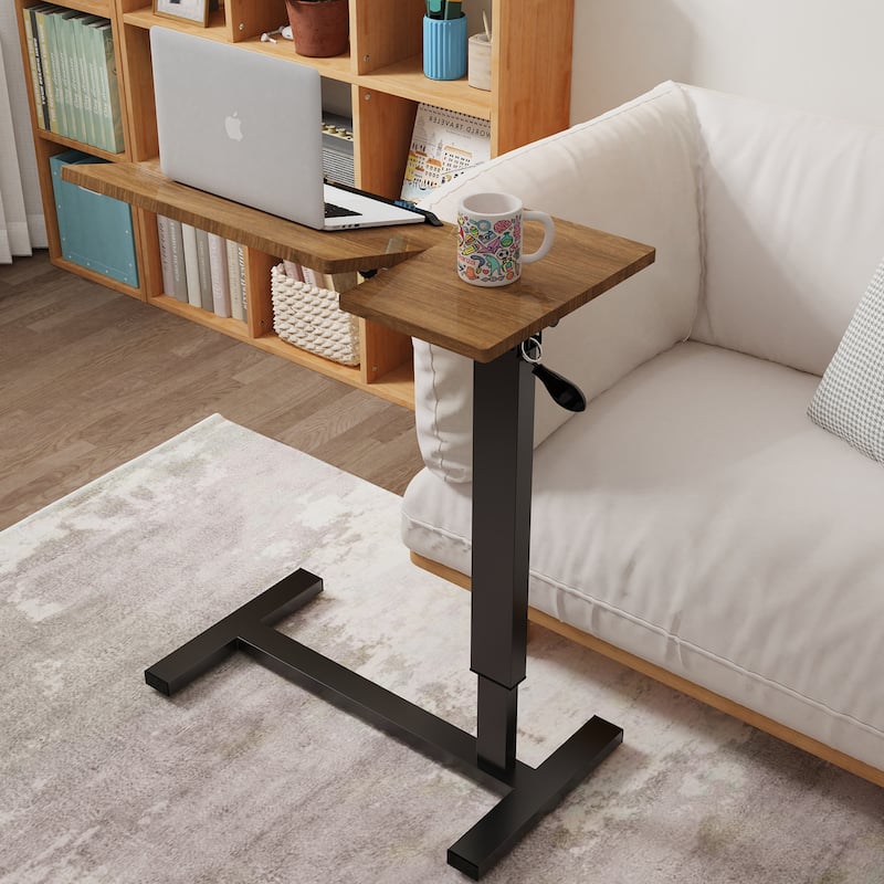 Overbed Table Height Adjustable Sofa Laptop Desk Tilting with 4 Wheels