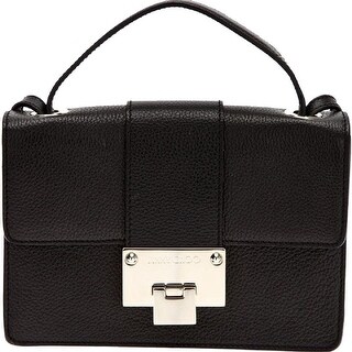 Shop Jimmy Choo Black Grainy Calf Leather Cross Body Bag Silver
