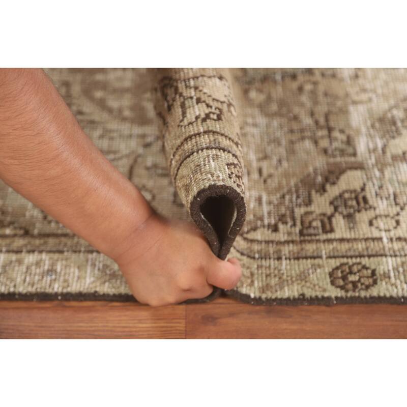 Hand Knotted Oriental 100% Wool Carpet Traditional Floral Brown Tabriz Area Rug - 4' 8'' X 3' 3''