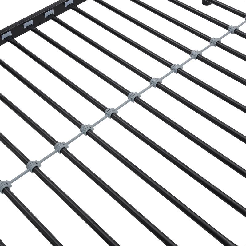 Black Twin over Twin Size Metal Bunk Bed with Trundle