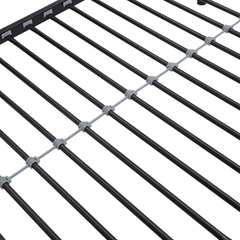 Twin over Twin Metal Bunk Bed with Trundle and Fence