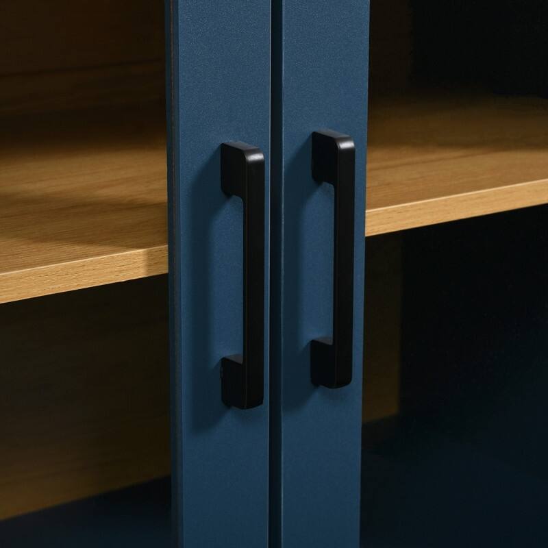 Farmhouse 66.9" TV Stand for TVs Up to 70", Wood Media Console with Adjustable Shelves and Glass Doors