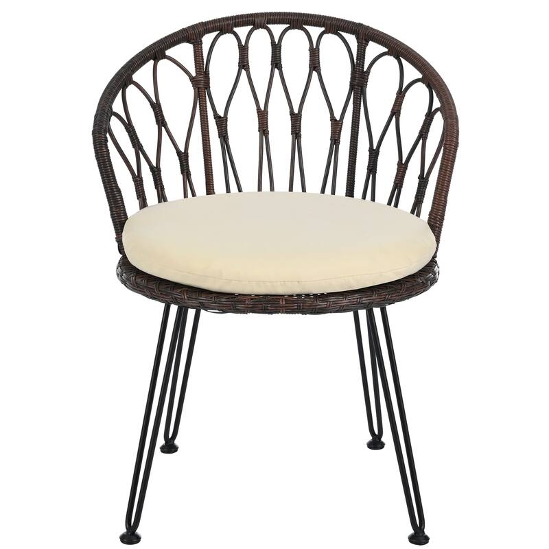 Outdoor Leisure Set, 2 Rattan Single Chairs with A Glass Round Table, Perfectly Suited for Patios, Balconies, and Courtyards