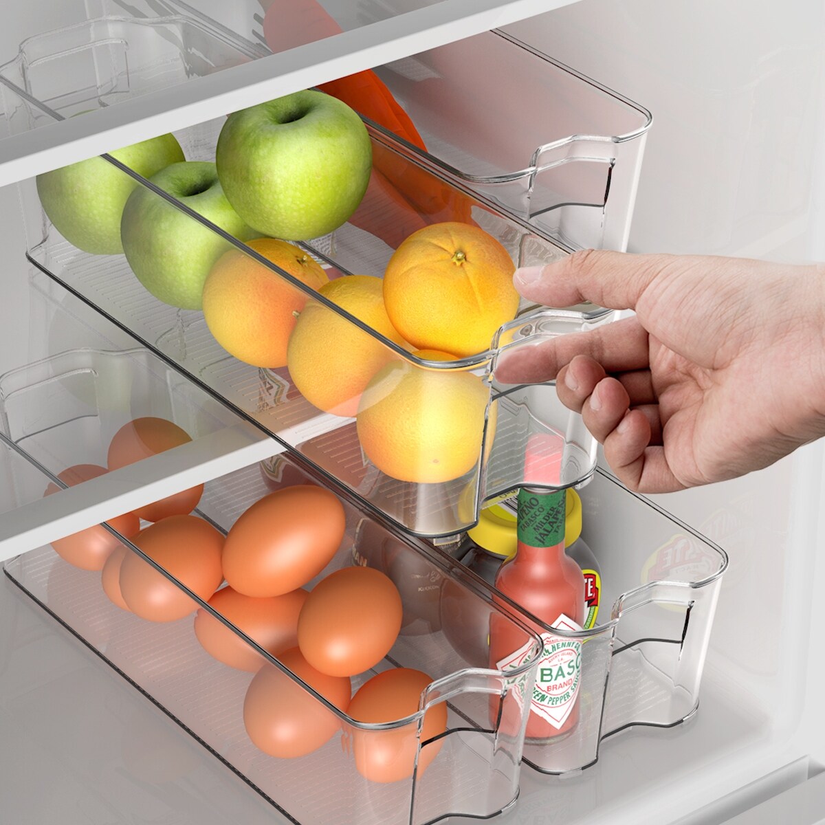 Shop Costway Set Of 4 Refrigerator Organizer Bins Stackable