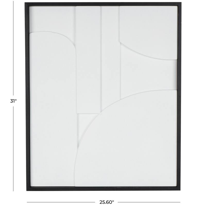 Wood Geometric Dimensional Art Deco Arched Living Room Wall Decor with Brown or Black Frame - Cream or White - Roche River Decor