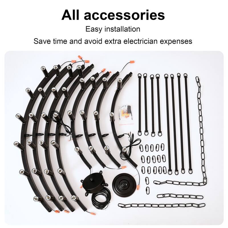 Farmhouse Industrial Style Ceiling Light, 2-Tier 36-Light Wagon Wheel Chandelier, for High-Ceilinged Living Rooms Dining Rooms