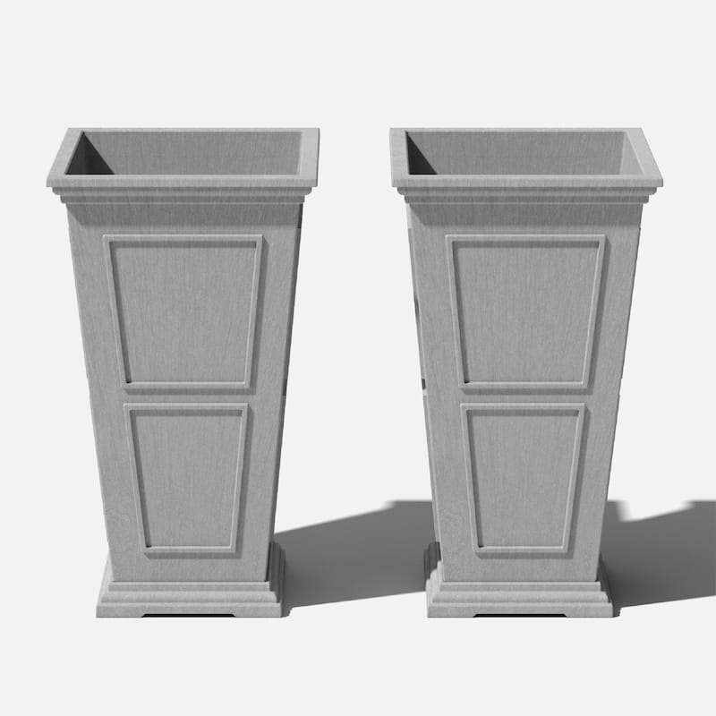 Veradek Brixton Tall 28-inch Planter - 26"H x 14.75"W x 14.75"L - 2 Pack - Grey