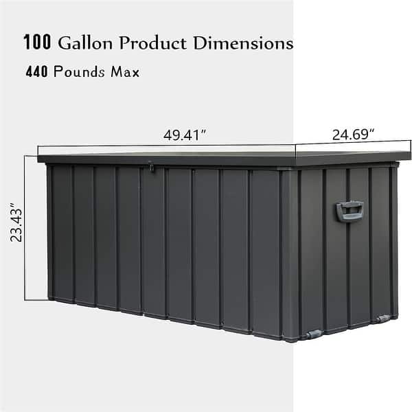 dimension image slide 1 of 5, Outdoor Storage Deck Box Waterproof, Large Patio Storage Bin (Dark Gray)